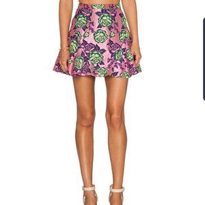 NBD pink and green embroidered flower skirt